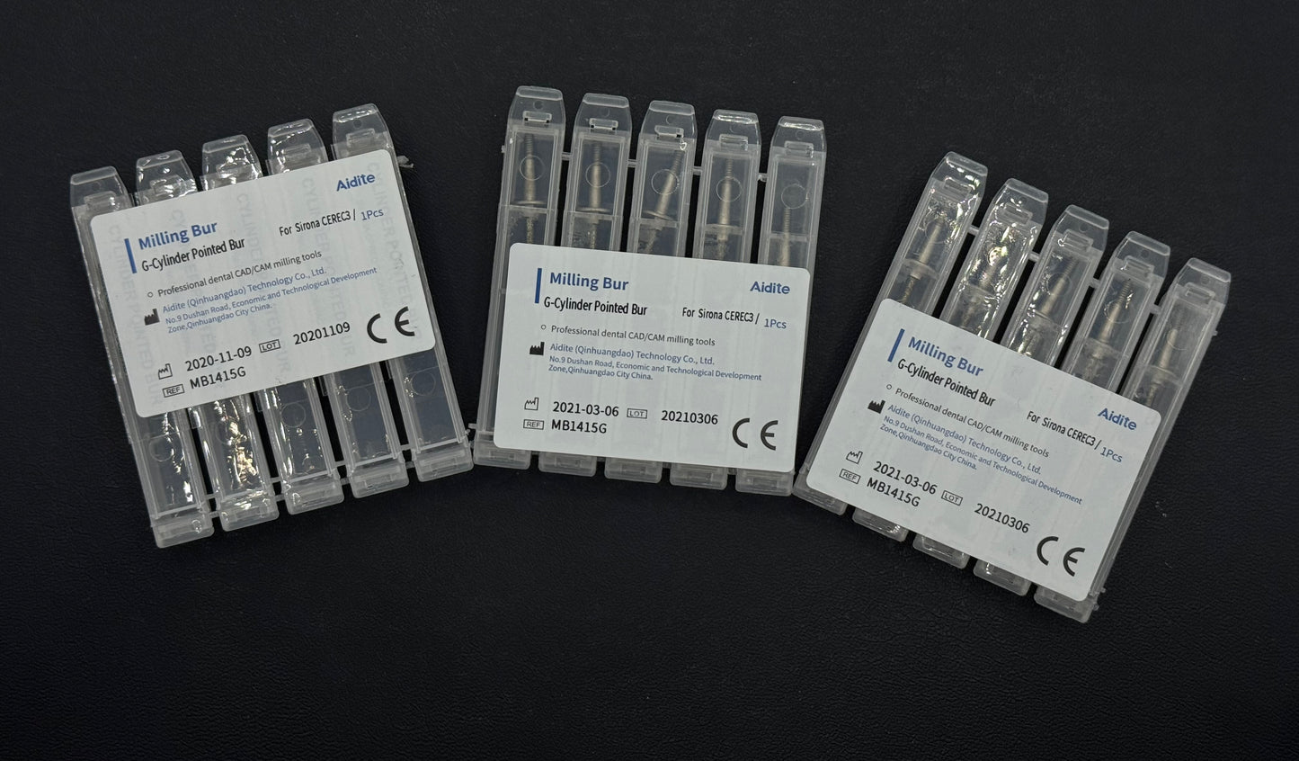 Fresa cilíndrica puntiaguda para fresado compacto CEREC 3 (5 unidades)