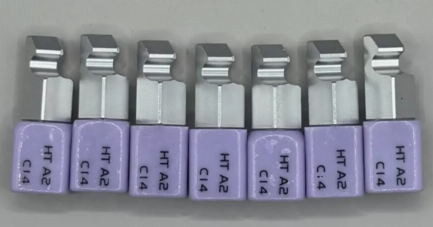 Bloque de cerámica de vidrio de disilicato de litio dental de 5 piezas C14 e.max para PlanMill
