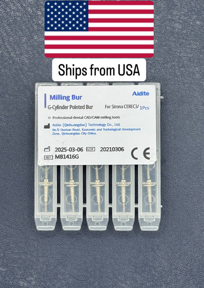 Brand New Cylinder Pointed Bur for CEREC 3 Compact milling (5 units)