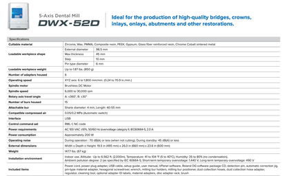 Roland DWX-52D Dental Lab CAD/CAM 2020